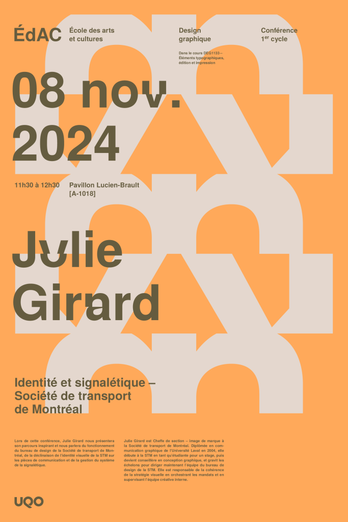 Affiche de la conférence de Julie Girard