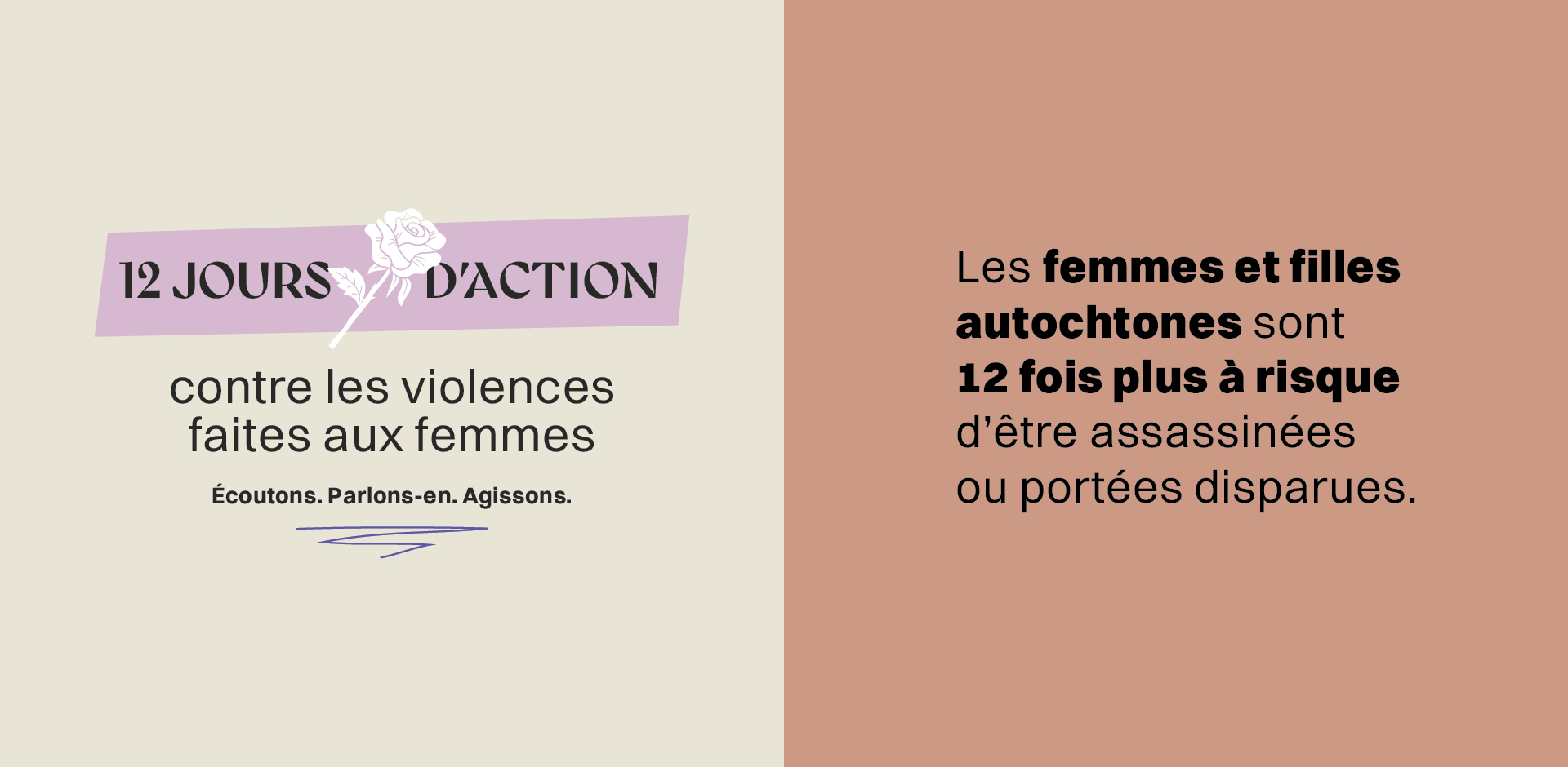 Les femmes et filles autochtones sont 12 fois plus à risque d’être assassinées ou portées disparues. Enquête nationale, 2019