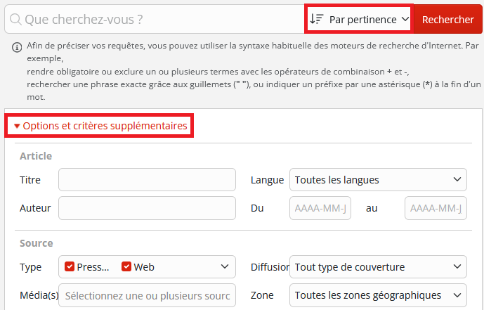 Recherche avancée dans RefMedia