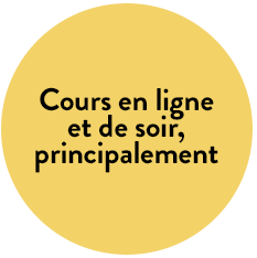 Cours en ligne et de soir, principalement