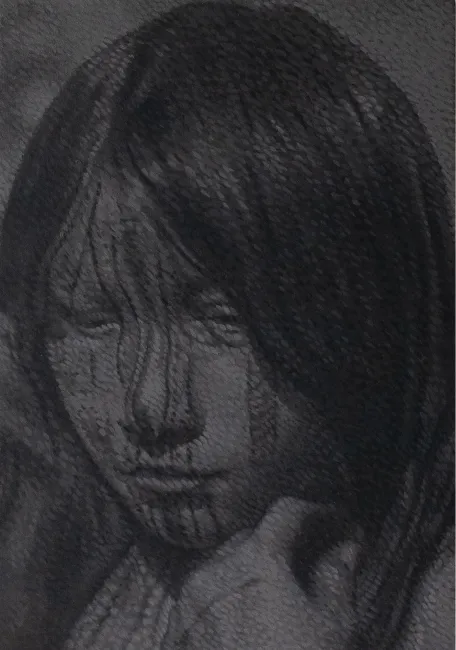 Xavier Robles de Medina Wayana facial painting. French Guayana. 1953 (2021) Acrylique sur bois, 30 x 21 cm Source : Dominique Darbois
