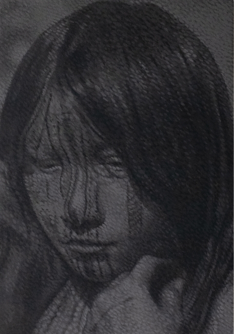 Xavier Robles de Medina Wayana facial painting. French Guayana. 1953 (2021) Acrylique sur bois, 30 x 21 cm Source : Dominique Darbois